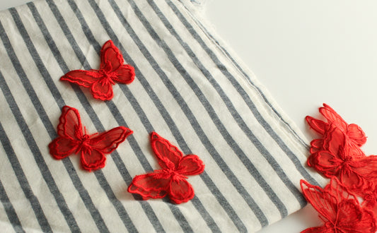 Red white and butterflies | custom size